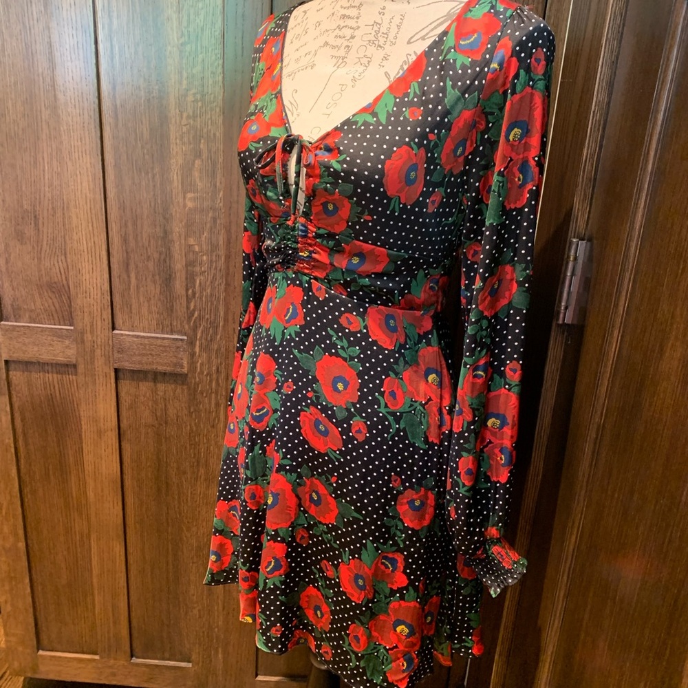 Black and red floral dress